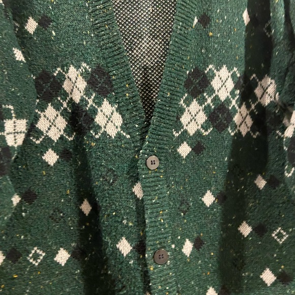 VTG 80's Jed Acrylic Wool Blend  Argyle Cardigan Mens Sz M Oversized - Picture 2 of 4